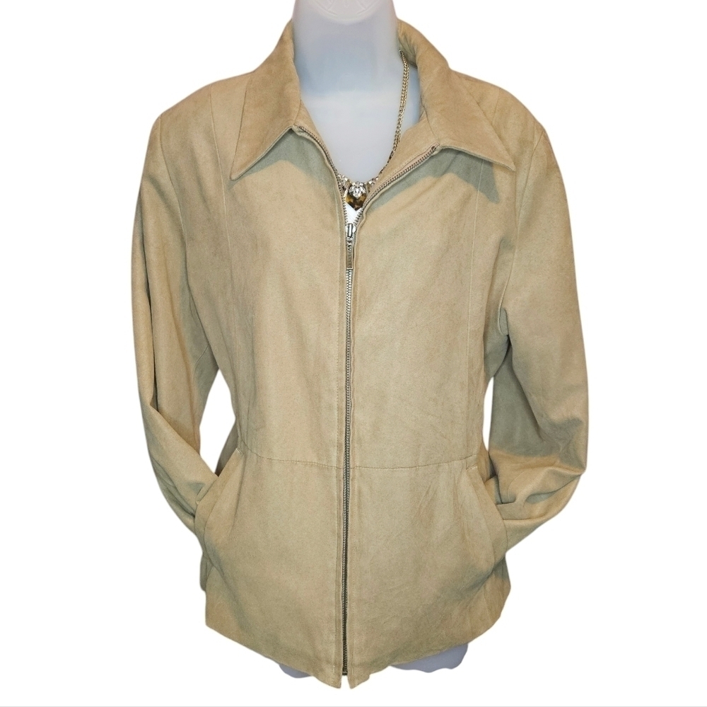 Vintage Tehama Tan Faux Suede Zip Jacket Large EUC